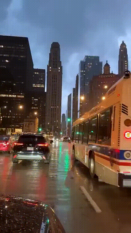 Chicago in the rain